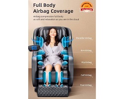 Ghế massage phi thuyền 3D Siêu xịn Luxury ADG màn cảm ứng trị liệu đa chế độ - Màu đen